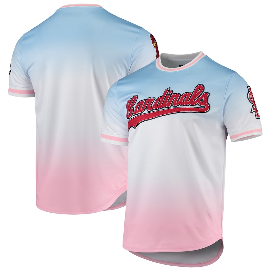 Men's St. Louis Cardinals Pro Standard Blue/Pink Ombre T-Shirt Men's St. Louis Cardinals Pro Standard Blue/Pink Ombre T-Shirt