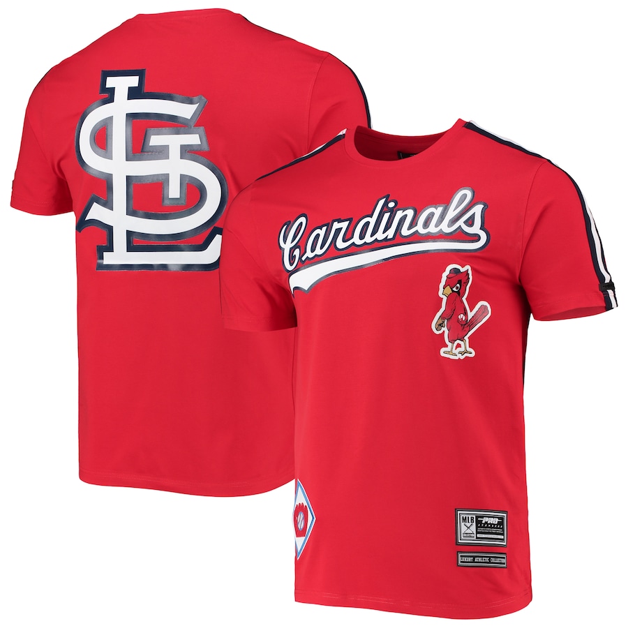 Men's St. Louis Cardinals Pro Standard Red Taping T-Shirt Men's St. Louis Cardinals Pro Standard Red Taping T-Shirt