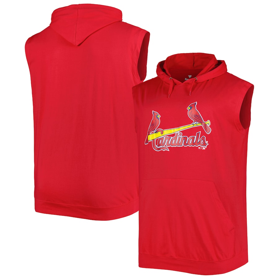 Men's St. Louis Cardinals Red Jersey Pullover Muscle Hoodie Men's St. Louis Cardinals Red Jersey Pullover Muscle Hoodie
