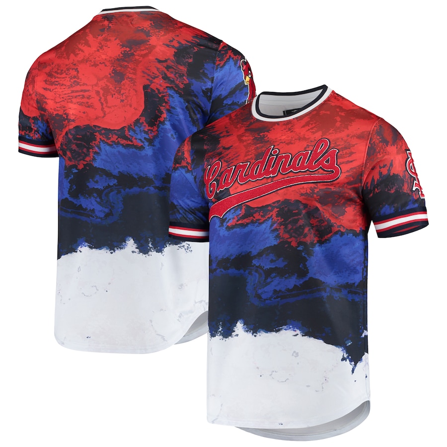 Men's St. Louis Cardinals Red/Royal Red White And Blue Dip Dye T-Shirt Men's St. Louis Cardinals Red/Royal Red White And Blue Dip Dye T-Shirt