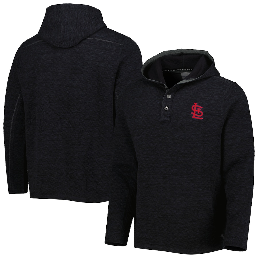 Men's St. Louis Cardinals Tommy Bahama Black Queensland Quilted Hoodie