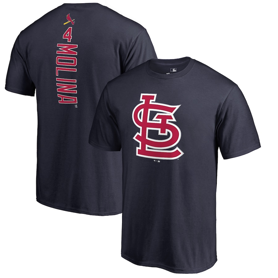 Men's St. Louis Cardinals Yadier Molina Navy Backer T-Shirt Men's St. Louis Cardinals Yadier Molina Navy Backer T-Shirt