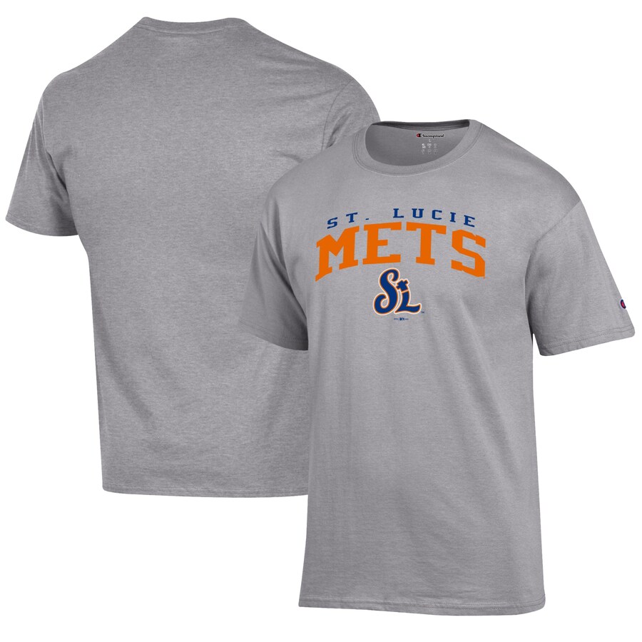 Men's St. Lucie Mets Champion Gray Jersey T-Shirt Men's St. Lucie Mets Champion Gray Jersey T-Shirt