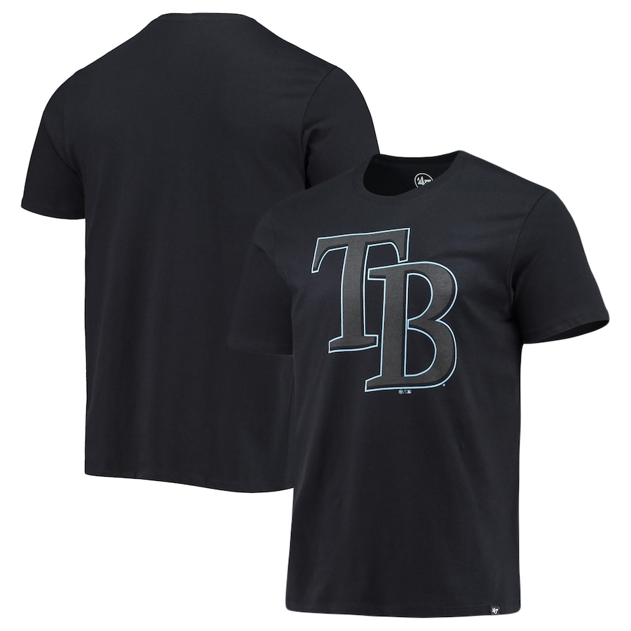 Men's Tampa Bay Rays '47 Black Pop Imprint Super Rival T-Shirt Men's Tampa Bay Rays '47 Black Pop Imprint Super Rival T-Shirt