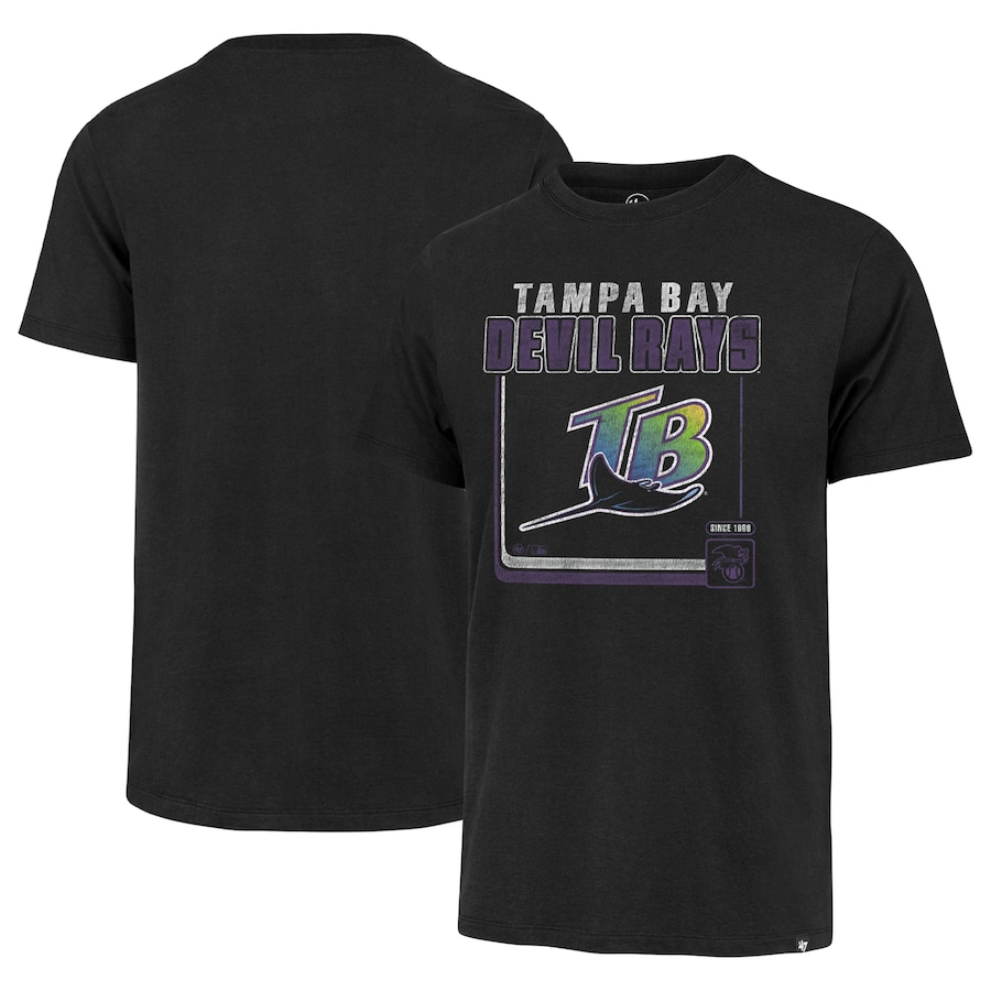 Men's Tampa Bay Rays '47 Black Borderline Franklin T-shirt Men's Tampa Bay Rays '47 Black Borderline Franklin T-shirt