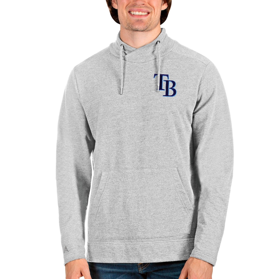 Men's Tampa Bay Rays Antigua Heathered Gray Team Reward Pullover Sweatshirt Men's Tampa Bay Rays Antigua Heathered Gray Team Reward Pullover Sweatshirt