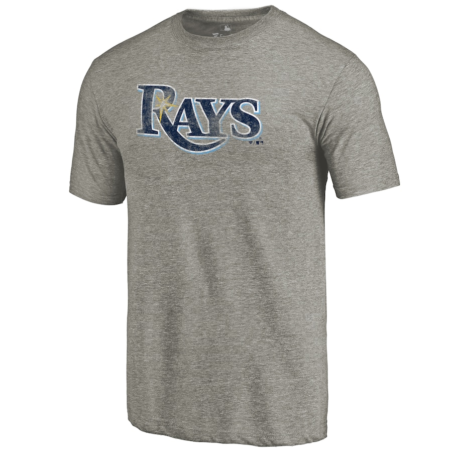 Men's Tampa Bay Rays Ash Distressed Team Tri-Blend T-Shirt Men's Tampa Bay Rays Ash Distressed Team Tri-Blend T-Shirt