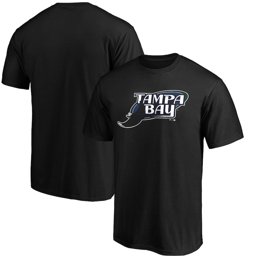 Men's Tampa Bay Rays Black Cooperstown Collection Huntington Logo T-Shirt Men's Tampa Bay Rays Black Cooperstown Collection Huntington Logo T-Shirt