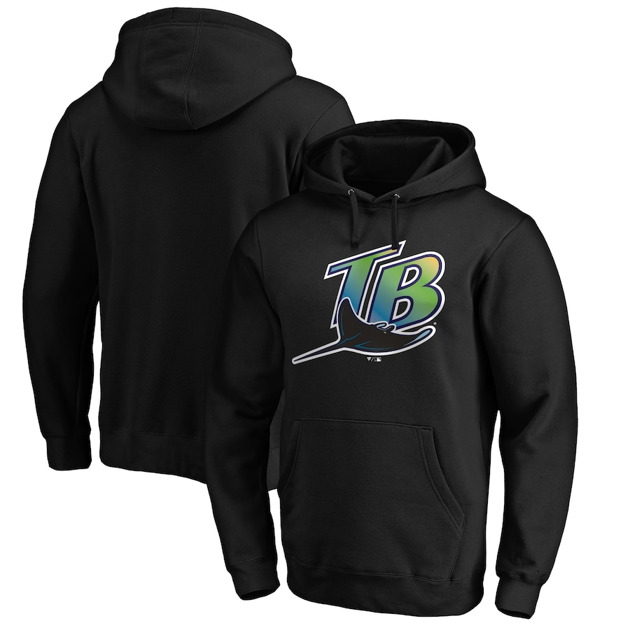 Men's Tampa Bay Rays Black Vintage Cooperstown Collection Wahconah Fitted Pullover Hoodie