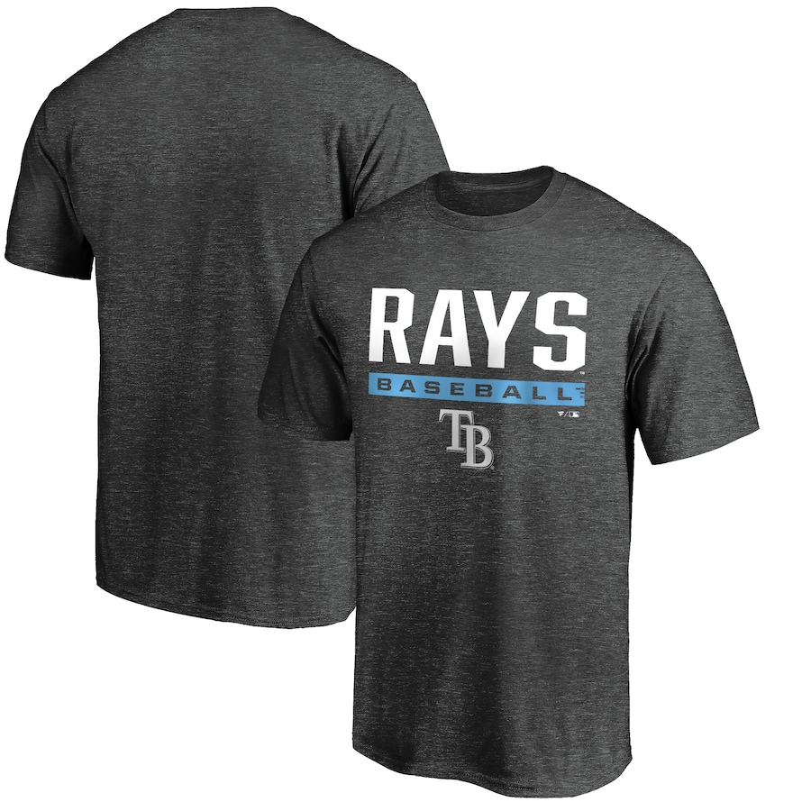 Men's Tampa Bay Rays Charcoal Win Stripe Logo T-Shirt II