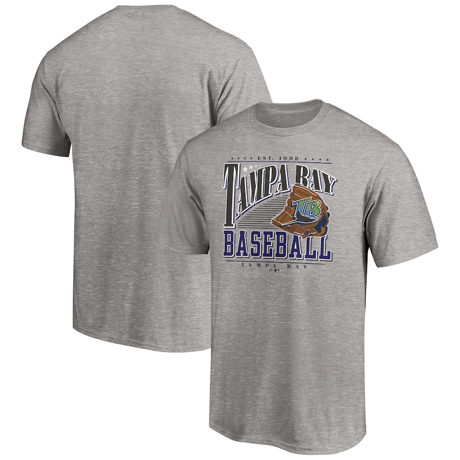 Men's Tampa Bay Rays Heather Gray Cooperstown Collection Winning Time T-Shirt Men's Tampa Bay Rays Heather Gray Cooperstown Collection Winning Time T-Shirt