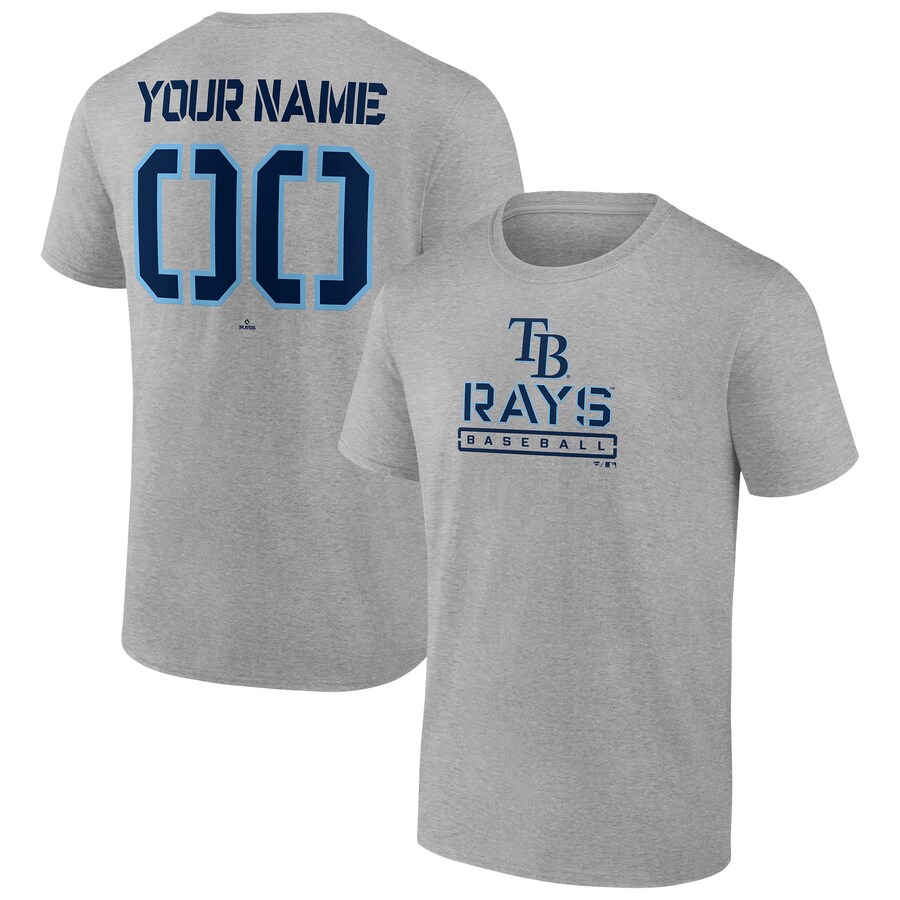 Men's Tampa Bay Rays Heather Gray Evanston Stencil Personalized T-Shirt