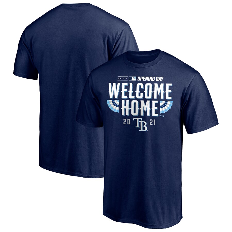 Men's Tampa Bay Rays Navy 2021 Opening Day T-Shirt Men's Tampa Bay Rays Navy 2021 Opening Day T-Shirt