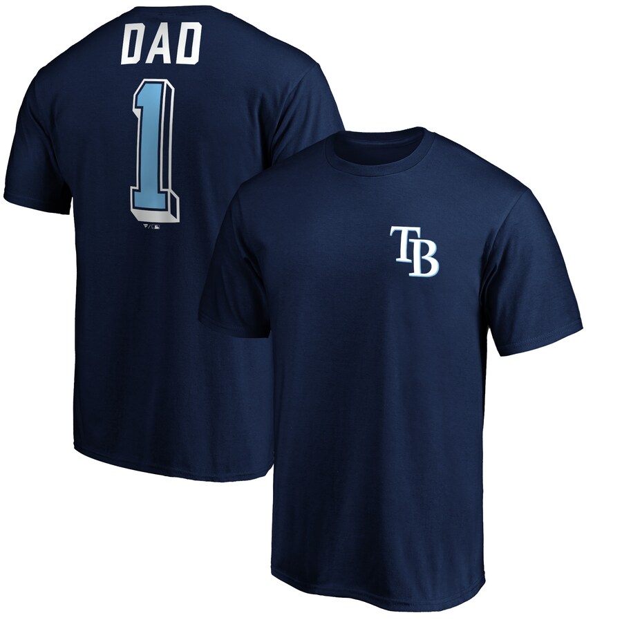 Men's Tampa Bay Rays Navy Number One Dad T-Shirt Men's Tampa Bay Rays Navy Number One Dad T-Shirt