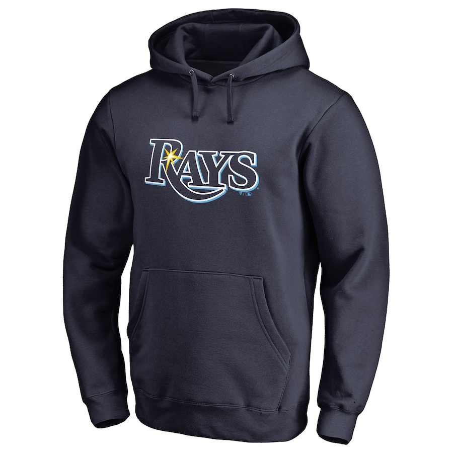 Men's Tampa Bay Rays Navy Official Logo Fitted Pullover Hoodie Men's Tampa Bay Rays Navy Official Logo Fitted Pullover Hoodie