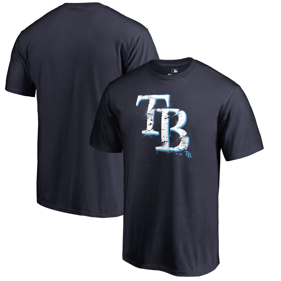 Men's Tampa Bay Rays Navy Splatter Logo T-Shirt Men's Tampa Bay Rays Navy Splatter Logo T-Shirt