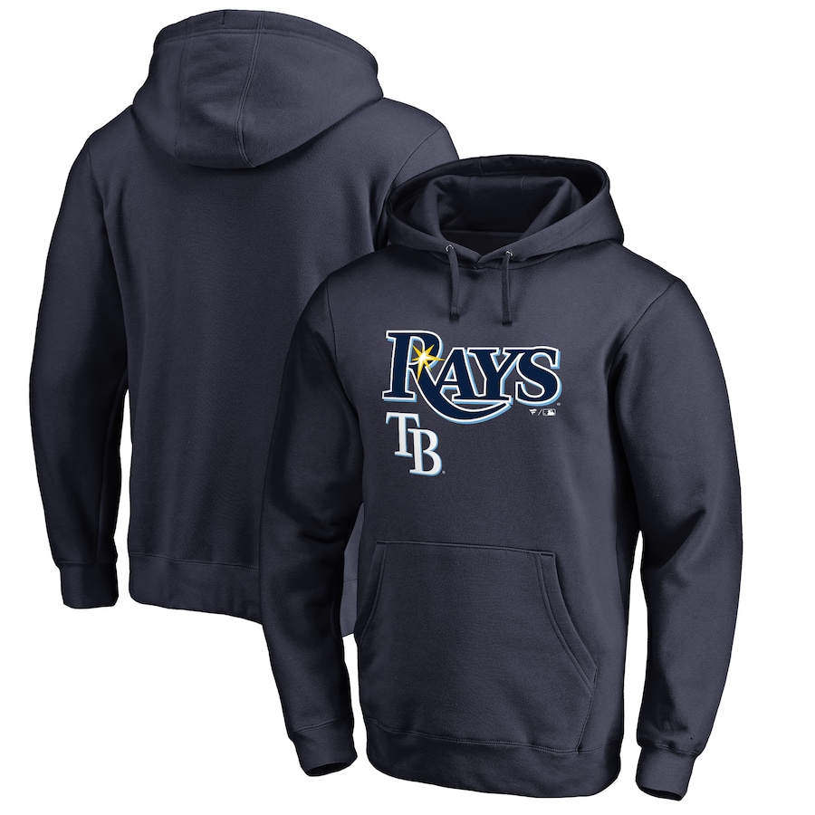 Men's Tampa Bay Rays Navy Team Lockup Fitted Pullover Hoodie Men's Tampa Bay Rays Navy Team Lockup Fitted Pullover Hoodie