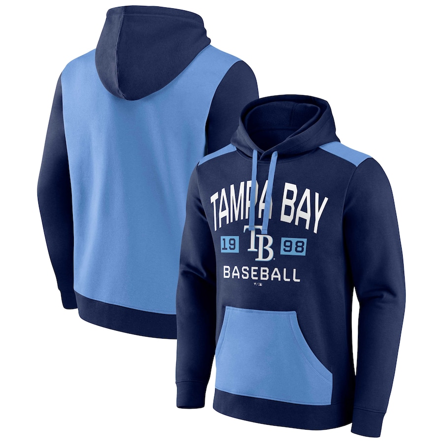 Men's Tampa Bay Rays Navy/Light Blue Chip In Pullover Hoodie Men's Tampa Bay Rays Navy/Light Blue Chip In Pullover Hoodie