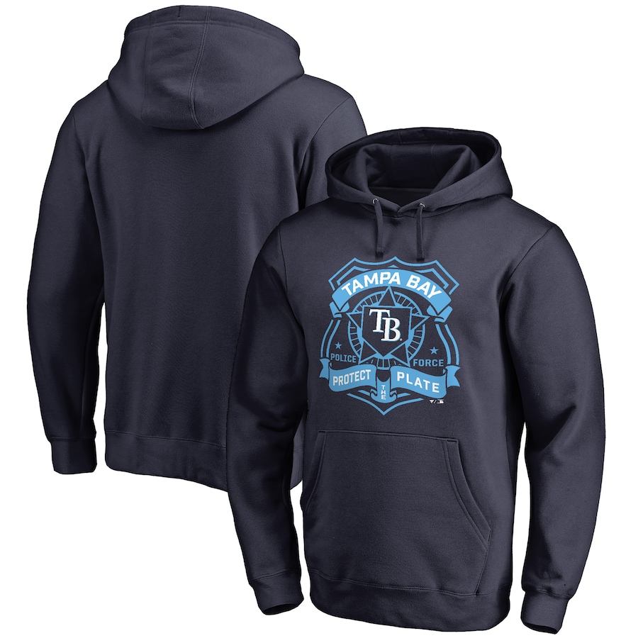 Men's Tampa Bay Rays Navy Police Badge Pullover Hoodie Men's Tampa Bay Rays Navy Police Badge Pullover Hoodie