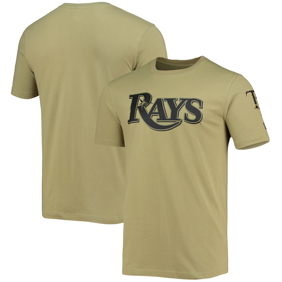 Men's Tampa Bay Rays New Era Olive Brushed Armed Forces T-Shirt