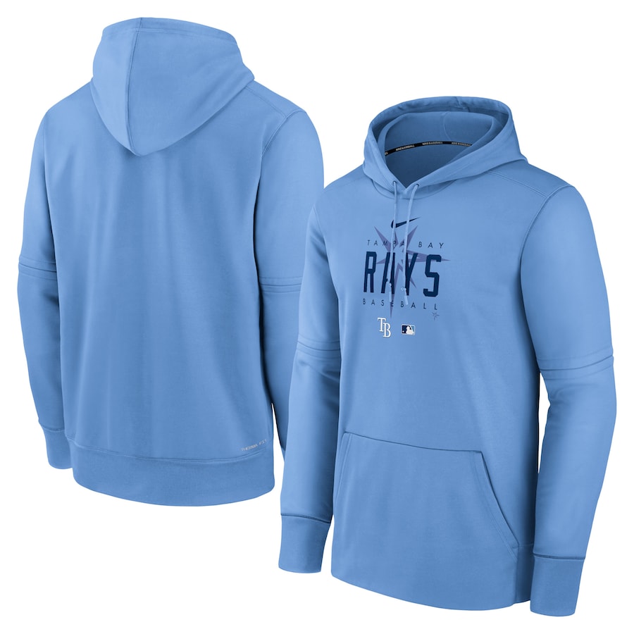 Men's Tampa Bay Rays Nike Light Blue Authentic Collection Pregame Performance Pullover Hoodie