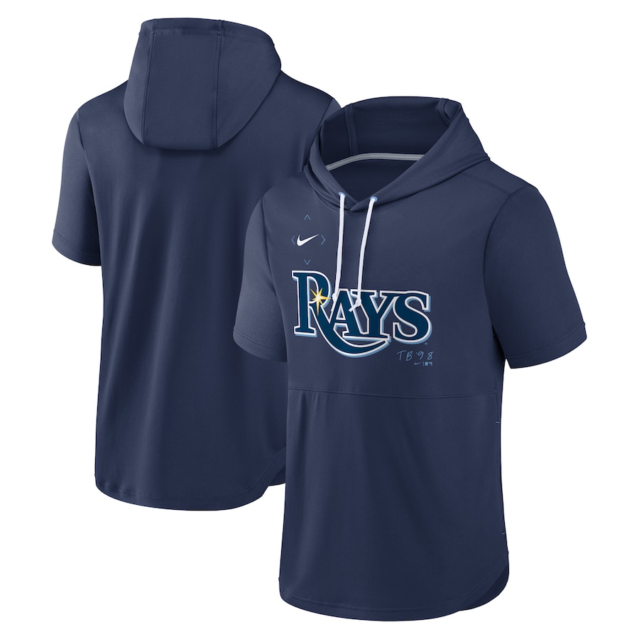 Men's Tampa Bay Rays Nike Navy Springer Short Sleeve Team Pullover Hoodie