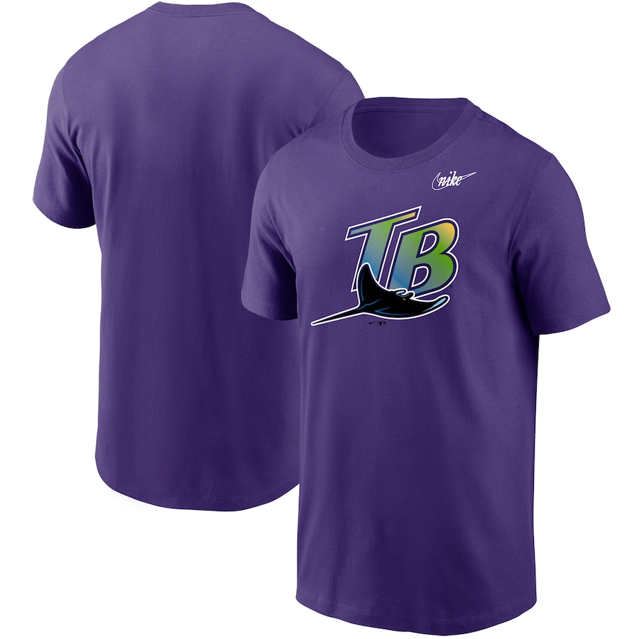 Men's Tampa Bay Rays Nike Purple Cooperstown Collection Logo T-Shirt Men's Tampa Bay Rays Nike Purple Cooperstown Collection Logo T-Shirt