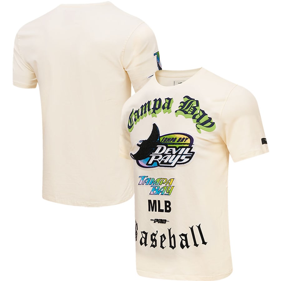 Men's Tampa Bay Rays Pro Standard Cream Cooperstown Collection Old English T-Shirt
