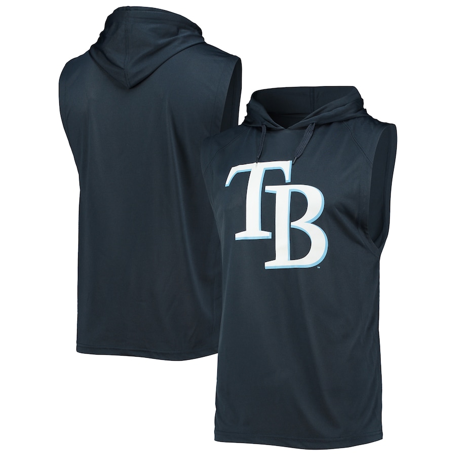Men's Tampa Bay Rays Stitches Navy Sleeveless Pullover Hoodie Men's Tampa Bay Rays Stitches Navy Sleeveless Pullover Hoodie