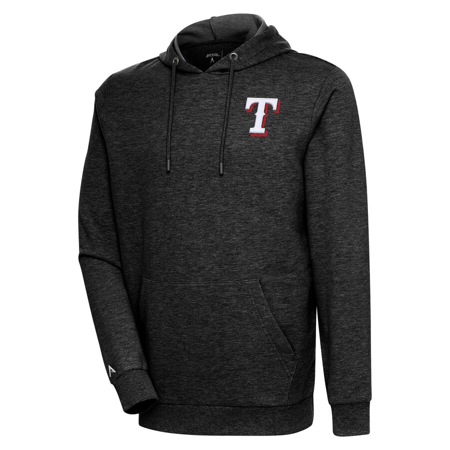 Men's Texas Rangers Antigua Heather Black Action Pullover Hoodie