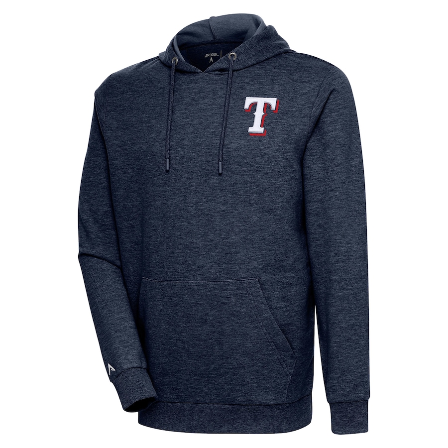 Men's Texas Rangers Antigua Heather Navy Action Pullover Hoodie