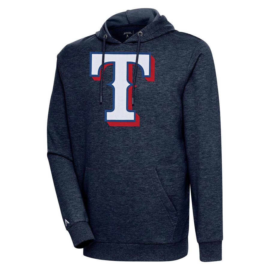 Men's Texas Rangers Antigua Heather Navy Action Pullover Hoodie