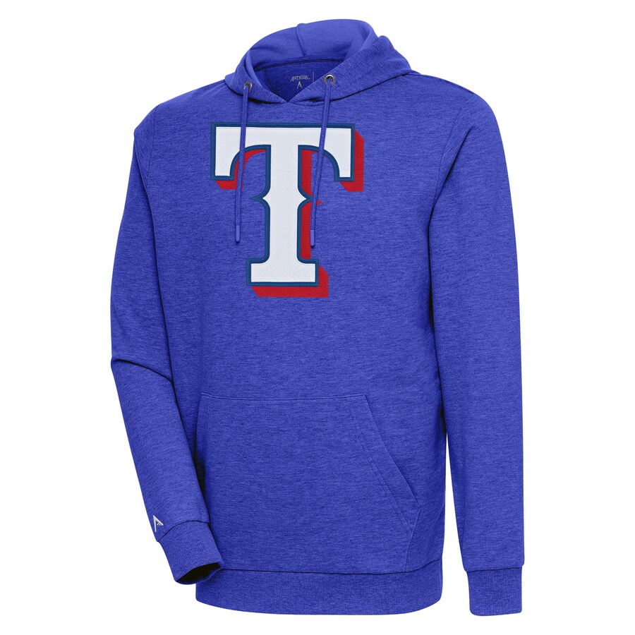 Men's Texas Rangers Antigua Heather Royal Action Pullover Hoodie