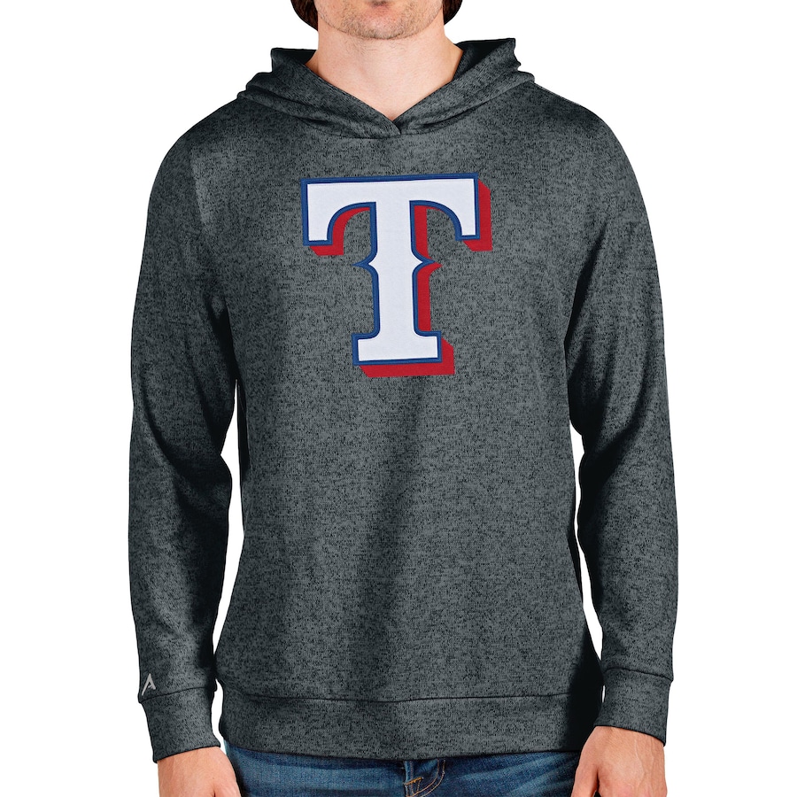 Men's Texas Rangers Antigua Heathered Charcoal Team Logo Absolute Pullover Hoodie