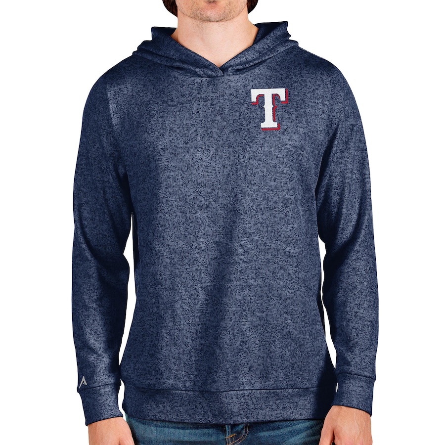 Men's Texas Rangers Antigua Heathered Navy Absolute Pullover Hoodie