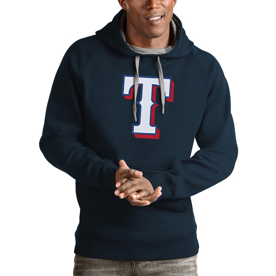Men's Texas Rangers Antigua Navy Victory Pullover Team Logo Hoodie