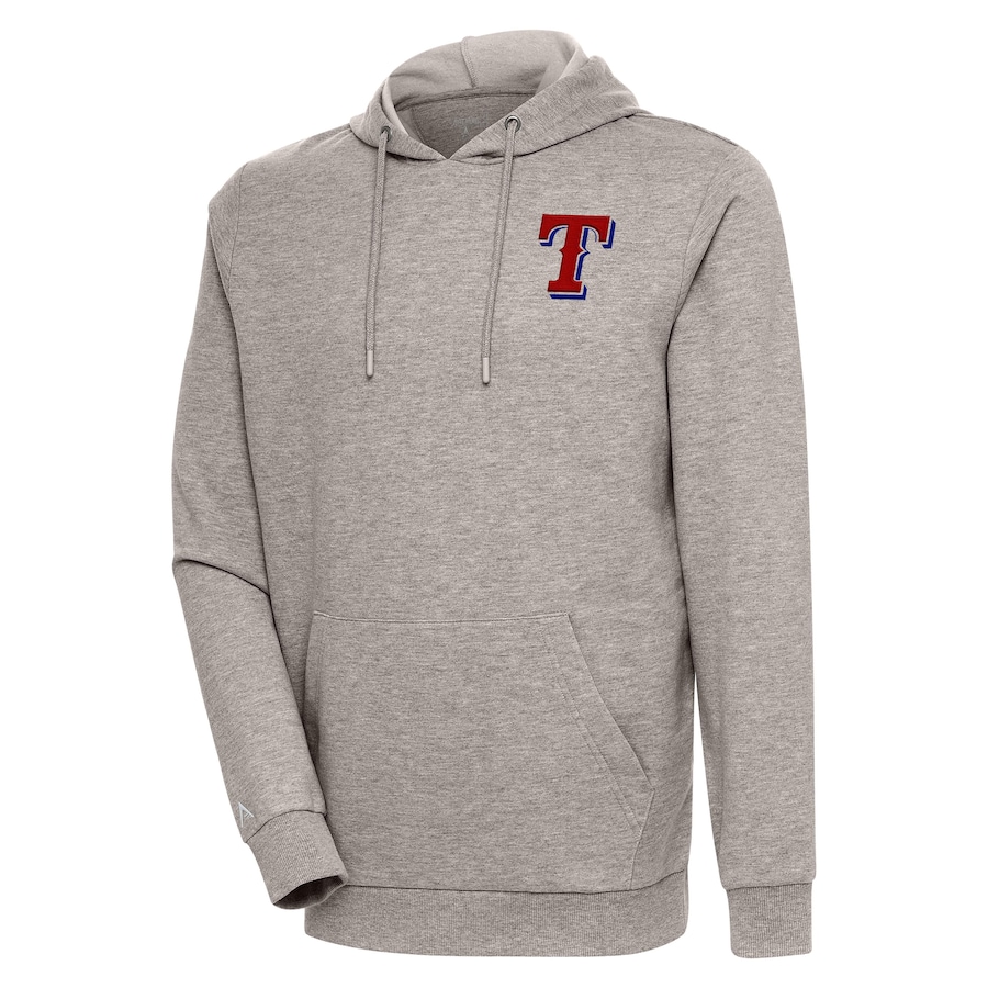 Men's Texas Rangers Antigua Oatmeal Action Pullover Hoodie