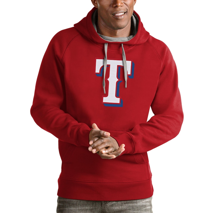 Men's Texas Rangers Antigua Red Victory Pullover Team Logo Hoodie