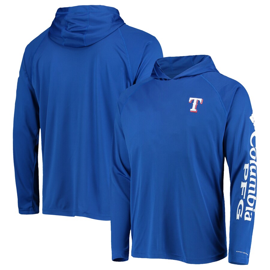 Men's Texas Rangers Columbia Royal Terminal Tackle Omni-Shade Raglan Pullover Hoodie Men's Texas Rangers Columbia Royal Terminal Tackle Omni-Shade Raglan Pullover Hoodie