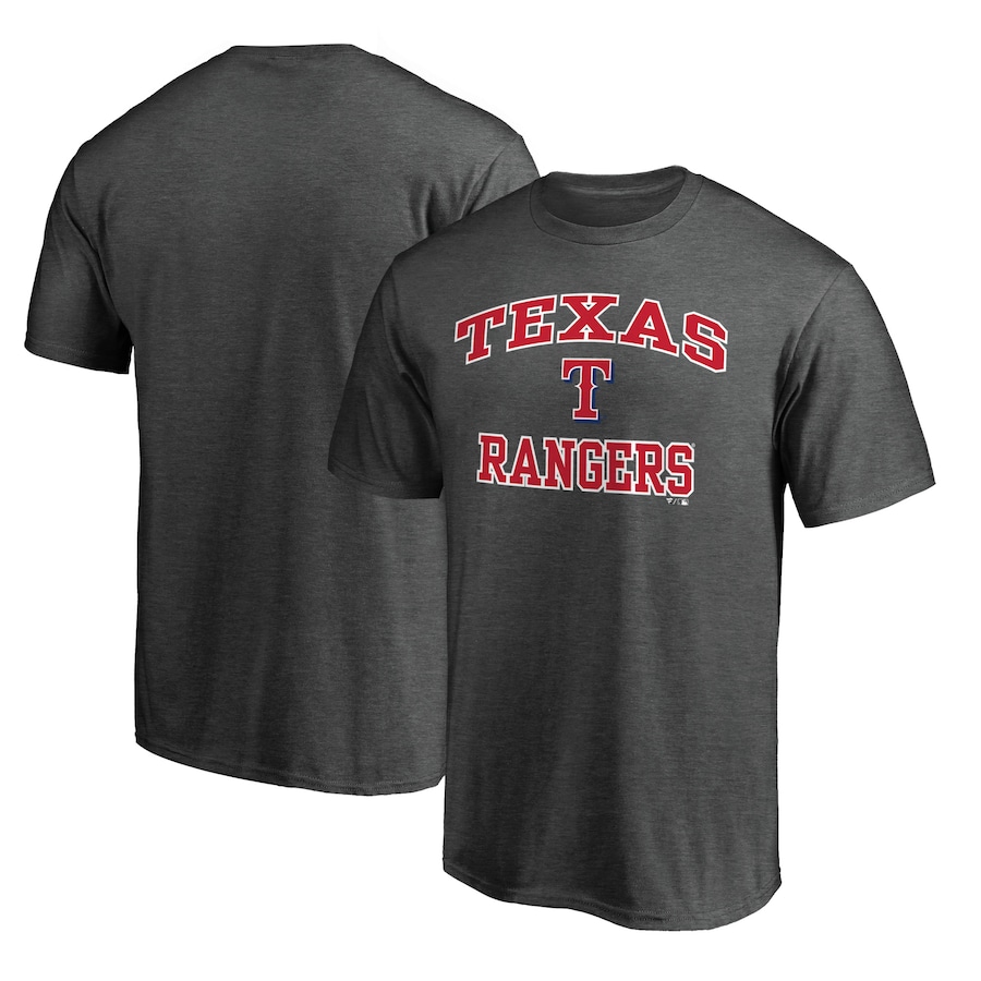 Men's Texas Rangers Charcoal Heart and Soul T-Shirt Men's Texas Rangers Charcoal Heart and Soul T-Shirt