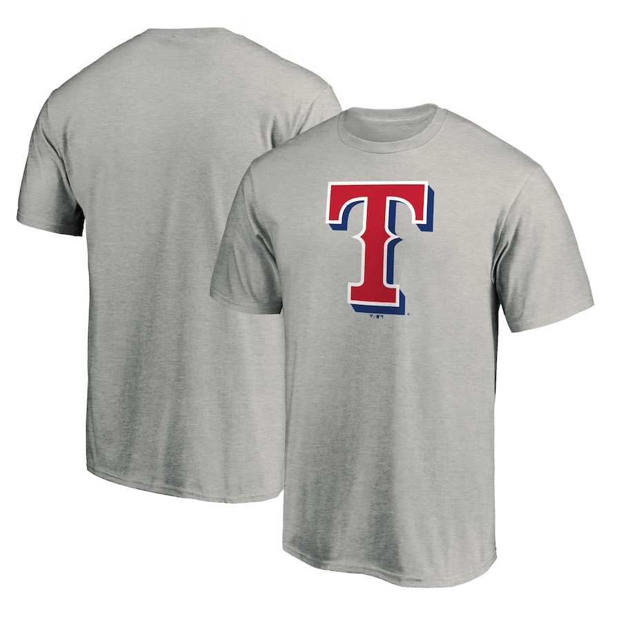 Men's Texas Rangers Heathered Gray Official Team Logo T-Shirt Men's Texas Rangers Heathered Gray Official Team Logo T-Shirt