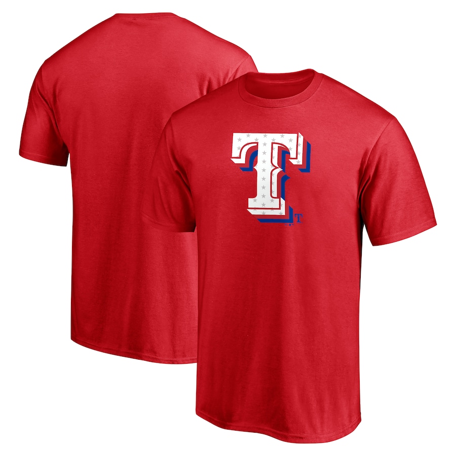 Men's Texas Rangers Red Red White and Team Logo T-Shirt Men's Texas Rangers Red Red White and Team Logo T-Shirt