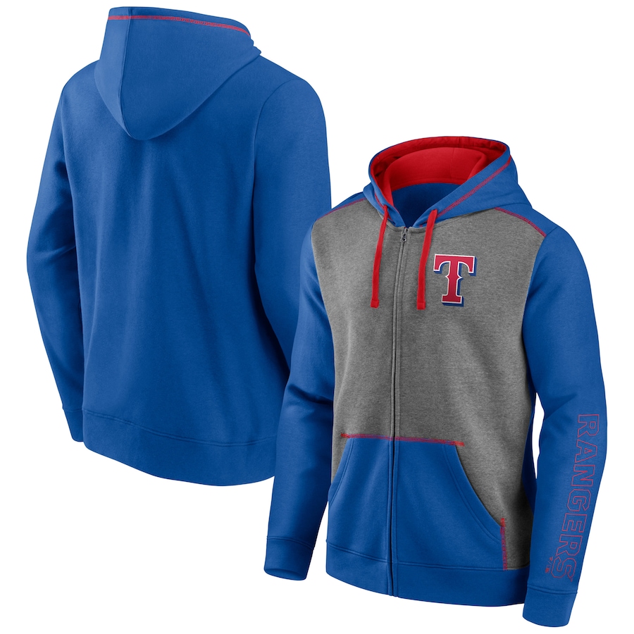 Men's Texas Rangers Royal/Heathered Gray Expansion Team Full-Zip Hoodie Men's Texas Rangers Royal/Heathered Gray Expansion Team Full-Zip Hoodie