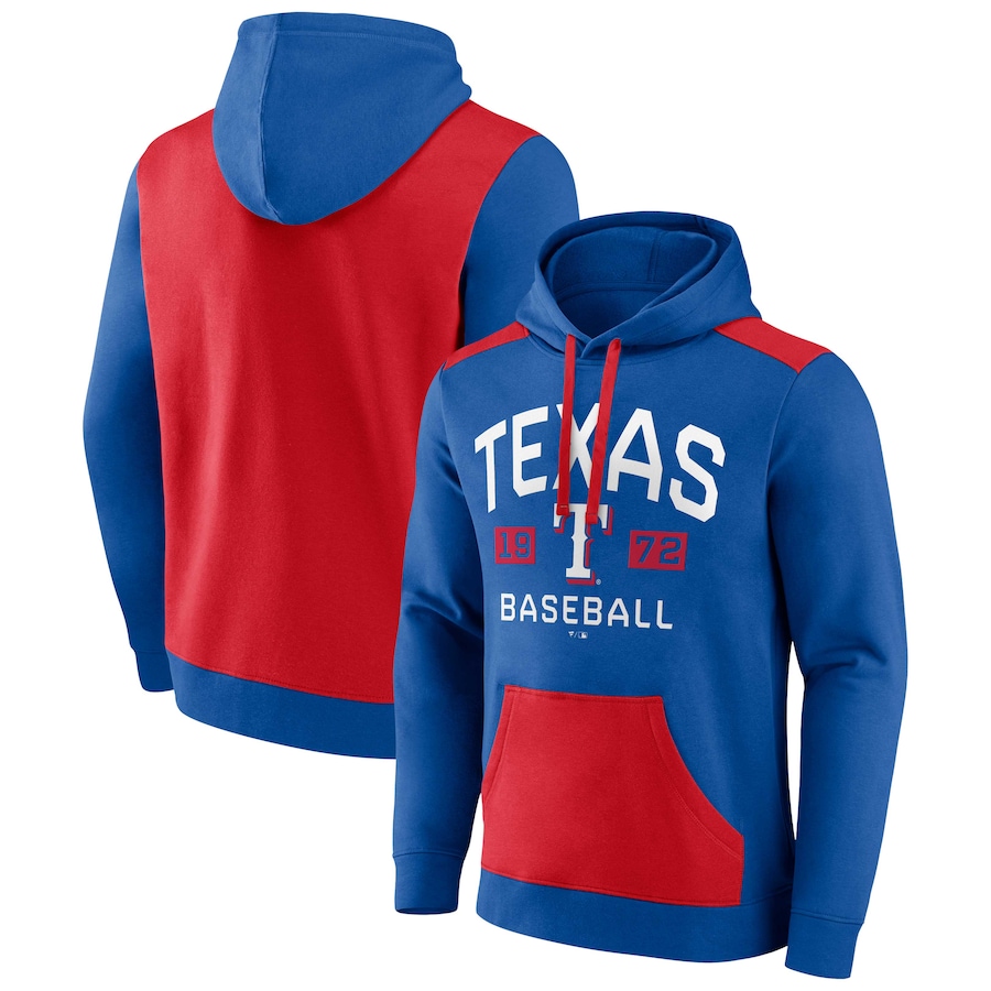Men's Texas Rangers Royal/Red Chip In Pullover Hoodie Men's Texas Rangers Royal/Red Chip In Pullover Hoodie