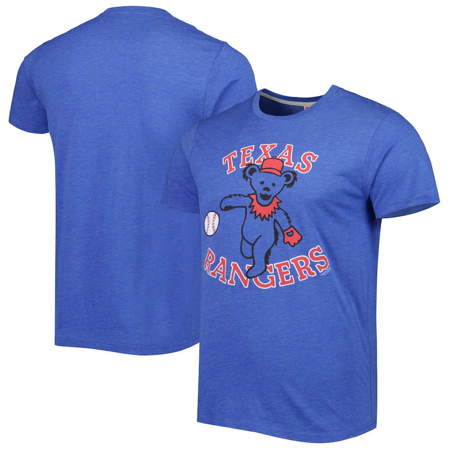 Men's Texas Rangers Homage Royal Grateful Dead Tri-Blend T-Shirt Men's Texas Rangers Homage Royal Grateful Dead Tri-Blend T-Shirt