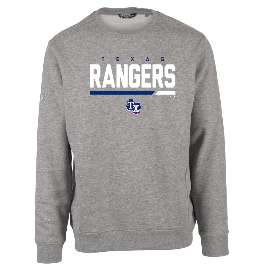 Men's Texas Rangers Levelwear Heather Gray Zane Fleece Pullover Sweatshirt