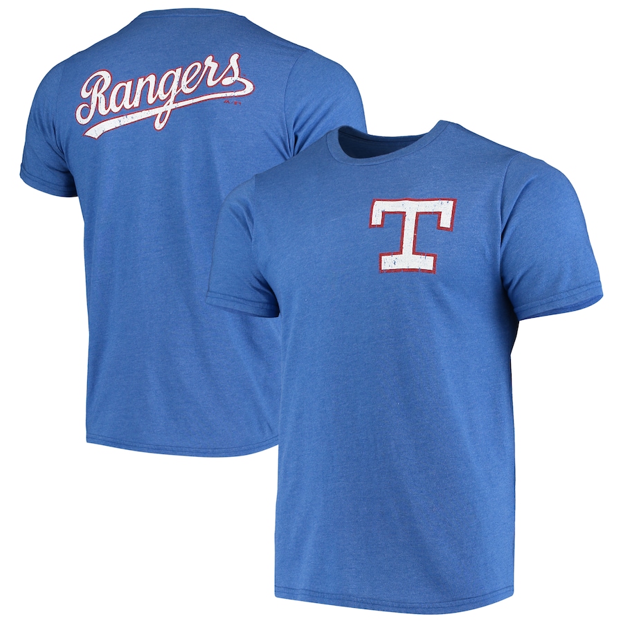Men's Texas Rangers Majestic Threads Royal Throwback Logo Tri-Blend T-Shirt Men's Texas Rangers Majestic Threads Royal Throwback Logo Tri-Blend T-Shirt