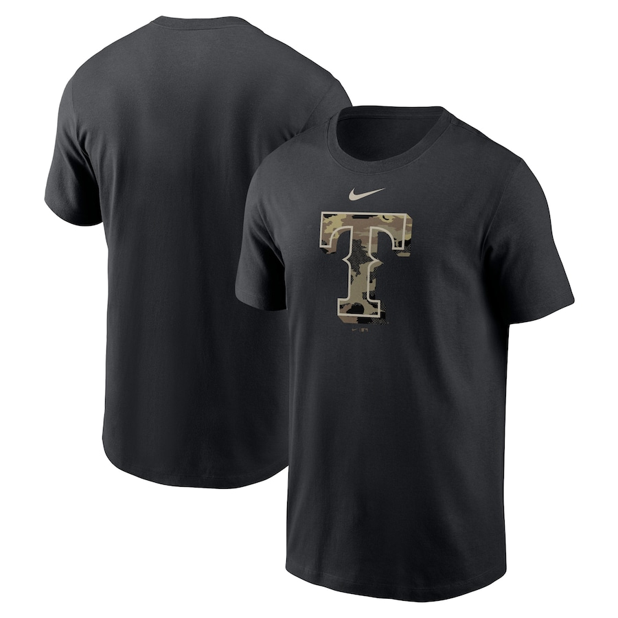 Men's Texas Rangers Nike Black Team Camo Logo T-Shirt Men's Texas Rangers Nike Black Team Camo Logo T-Shirt