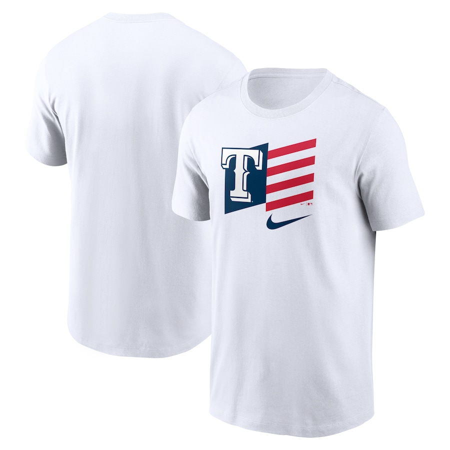 Men's Texas Rangers Nike White Americana Flag T-Shirt Men's Texas Rangers Nike White Americana Flag T-Shirt