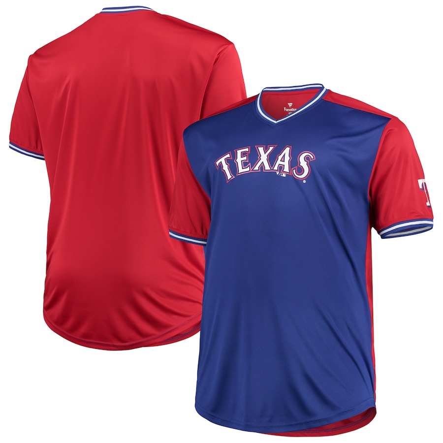 Men's Texas Rangers Royal/Red Solid V-Neck T-Shirt Men's Texas Rangers Royal/Red Solid V-Neck T-Shirt